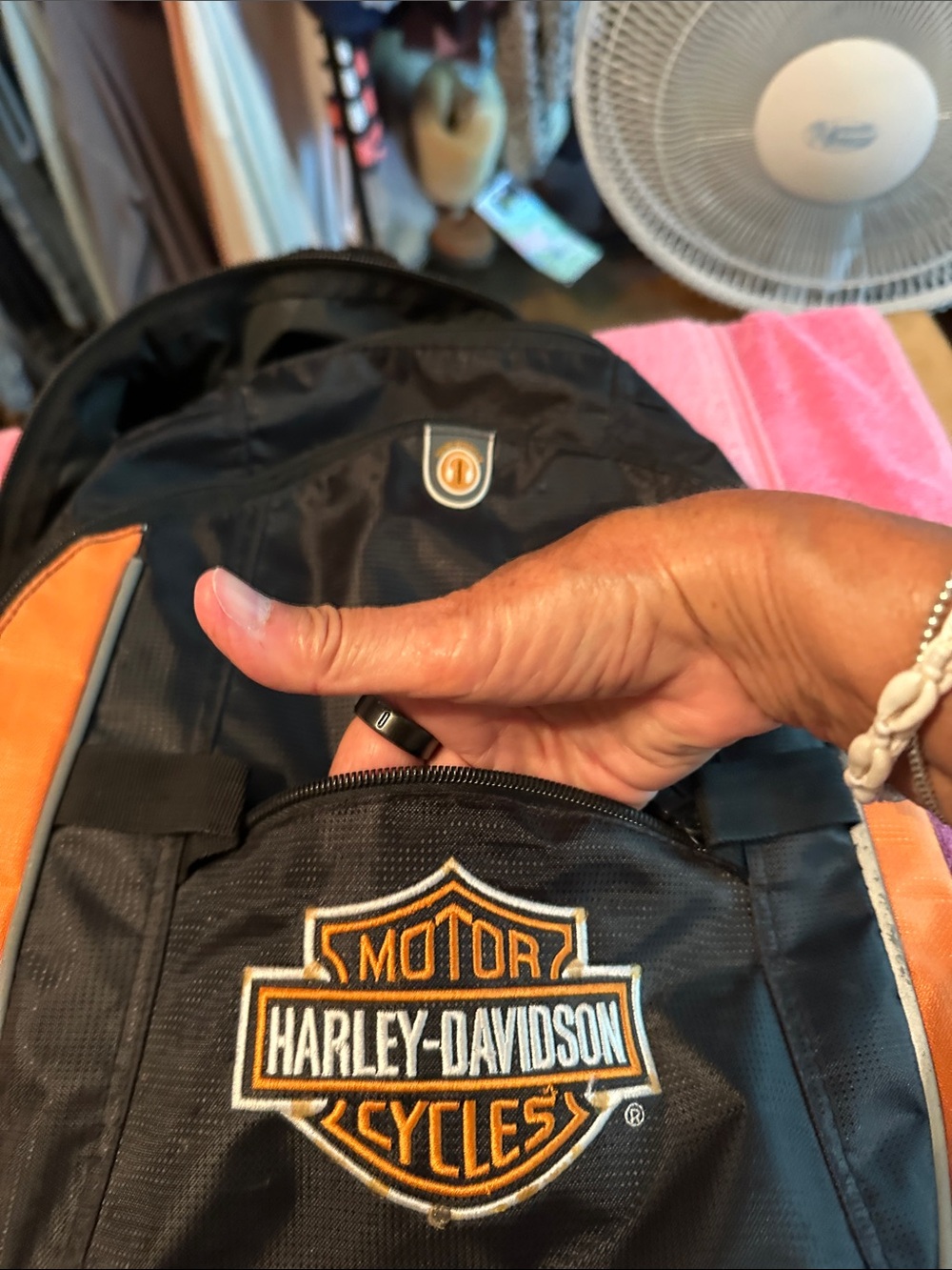 Harley-Davidson Black and Orange Logo Backpack - Picture 3 of 6